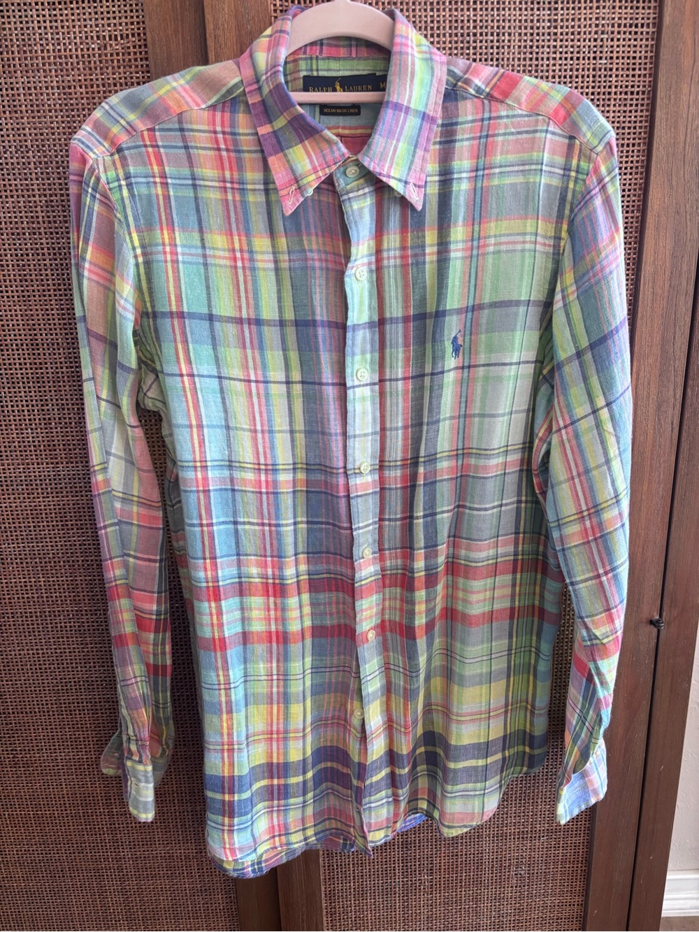 Ralph Lauren Linen Multicolor Plaid Button-Down Shirt - Men's